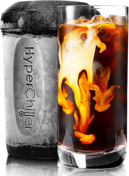 HC3 Patented Iced Coffee/Beverage Cooler, NEW, IMPROVED,STRONGER and MORE DURABLE! Ready in One Minute, Reusable for Iced Tea, Wine, Spirits, Alcohol, Juice, 12.5 Oz, Black
