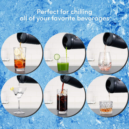 HC3 Patented Iced Coffee/Beverage Cooler, NEW, IMPROVED,STRONGER and MORE DURABLE! Ready in One Minute, Reusable for Iced Tea, Wine, Spirits, Alcohol, Juice, 12.5 Oz, Black